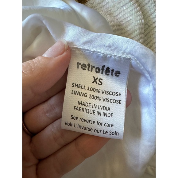 NWOT Retrofête Grace Dress White With Gold Palm Sequin Size XS - Picture 11 of 13
